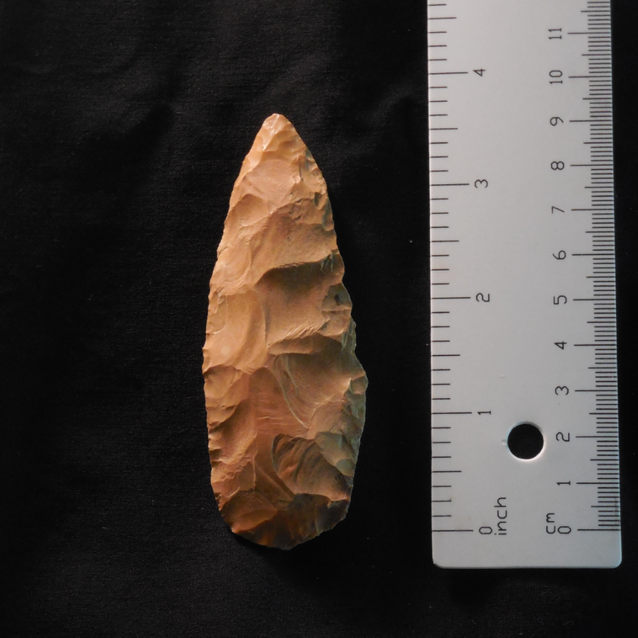 An arrowhead next to a ruler