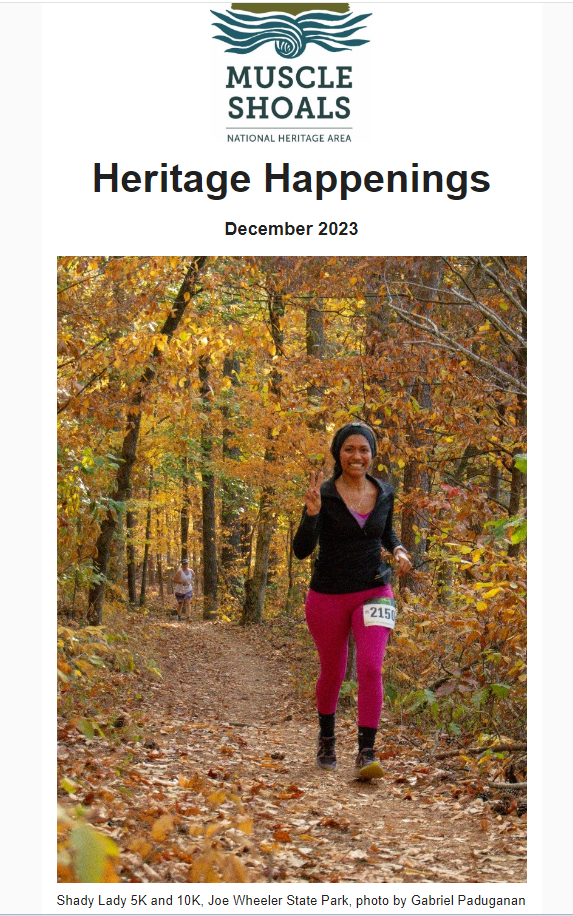 The cover of MSNHA's December newsletter features a woman running on a trail in the autumn woods.
